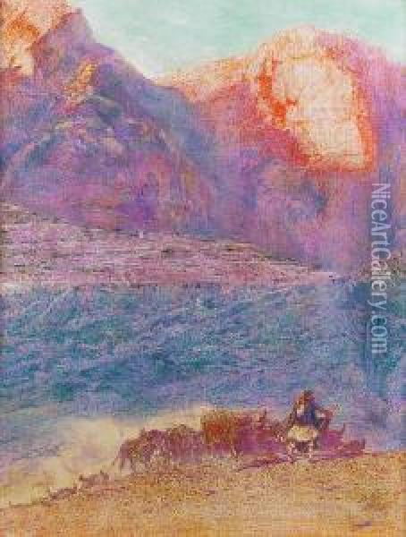 A View Of Delphi Oil Painting - Franz Bernard Gailliard