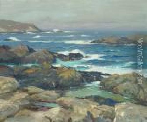 Coastal Range, Carmel Highlands Oil Painting - William Frederick Ritschel