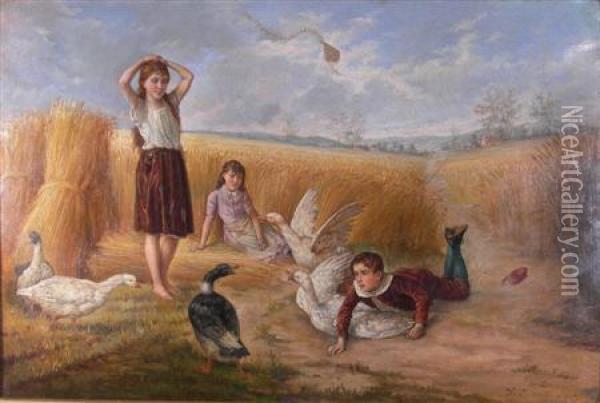 The Unwary Kite Flyer Oil Painting - George Lunell Brown