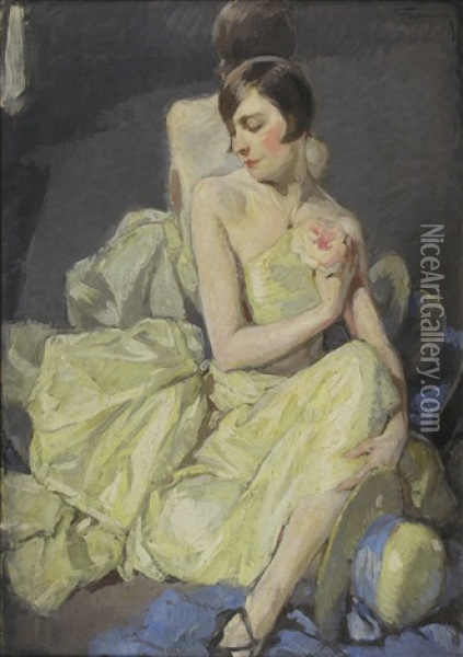 Retrato De Mujer Sobre Fondo De Espejo Oil Painting - Jacques Fernand Gonin