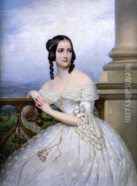 Portrait Presumee De Miss White Oil Painting - Joseph Desire Court