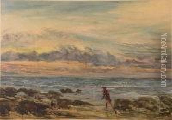 Seascape With Figure Oil Painting - William Henry Freeman