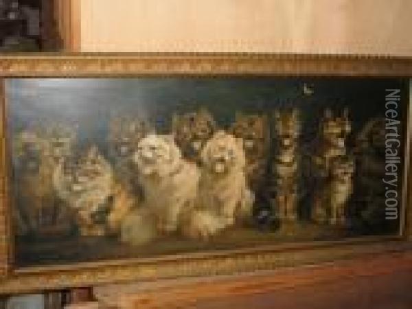 Cats Chorus By Moonlight Oil Painting - Louis William Wain