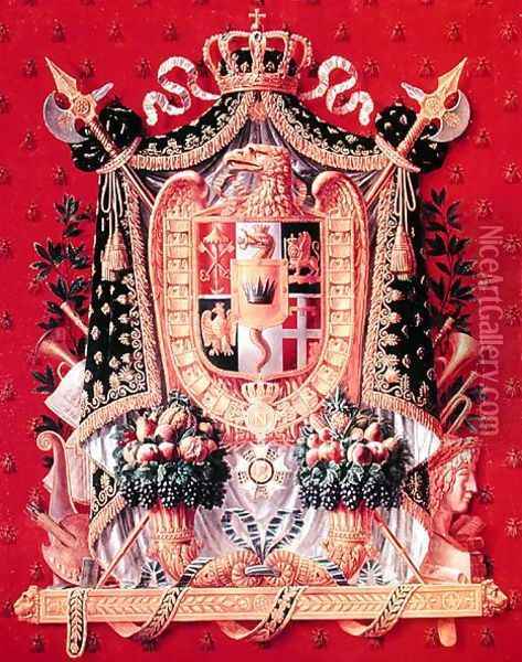 Coat of Arms of Italy, design for a tapestry, 1808 Oil Painting - Saint-Ange-Desmaisons, Louis