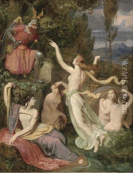 Hagan And The Rhine Daughters Oil Painting - Moritz von Schwind