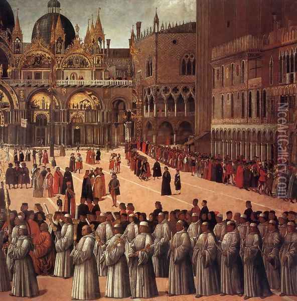 Procession in Piazza San Marco (detail) Oil Painting - Gentile Bellini