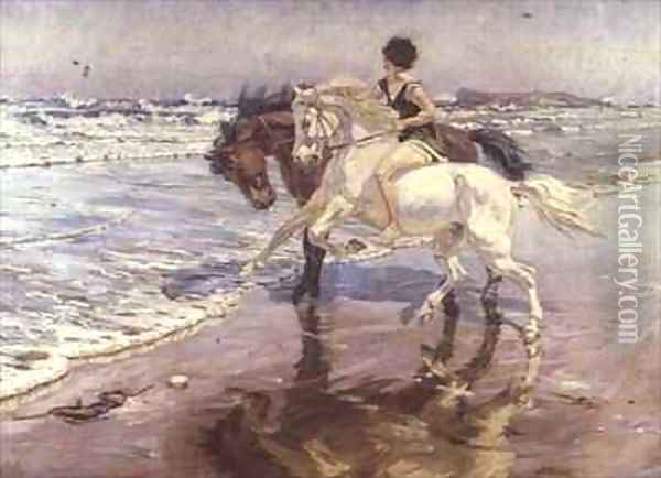 A Ride on the Beach Oil Painting - James Dobie