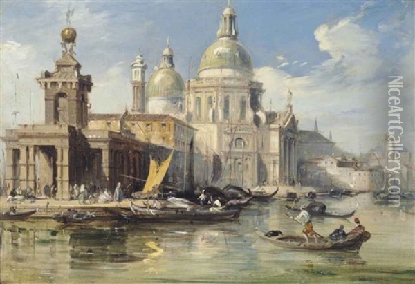 Santa Maria Della Salute And The Dogana Da Mar, Venice Oil Painting - Edward Pritchett
