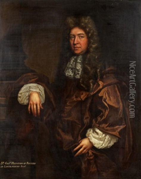 Portratt Av Thomas Hodgson Of Rouston In Lincolnshire Bar.t. - Sittande Knastycke Oil Painting - Michael Dahl