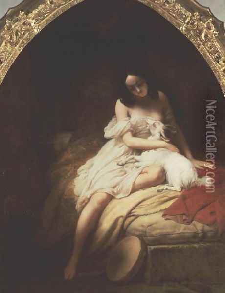 Esmeralda, 1839 Oil Painting - Charles Auguste Steuben