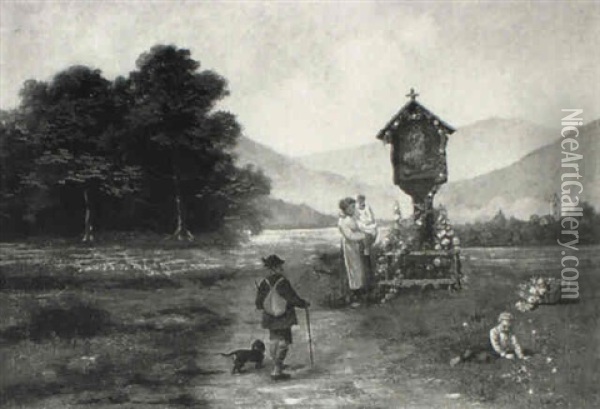 The Wayside Shrine Oil Painting - Gustave Adolf Krausche