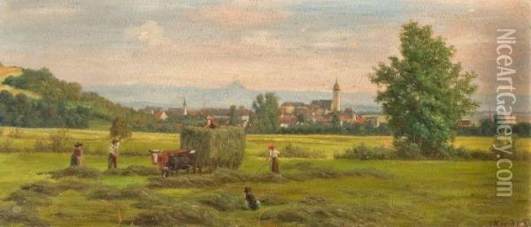 Hay Harvest Oil Painting - Julius Kornbeck