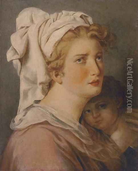 A mother and her child Oil Painting - French School