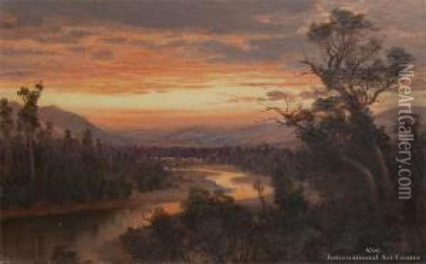 Fox River Sunset Oil Painting - Charles Blomfield