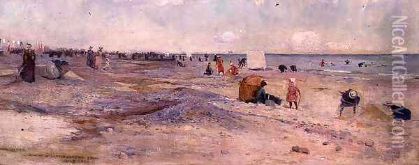 Sketch of Littlehampton Beach, 1890 Oil Painting - Charles Edward Conder