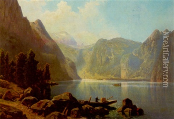 Der Konigssee Oil Painting - Theodor (Wilhelm T.) Nocken