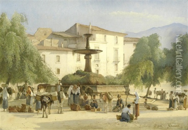 View Of The City Sulmona, Abruzzo, Italy Oil Painting - Edvard Frederik Petersen