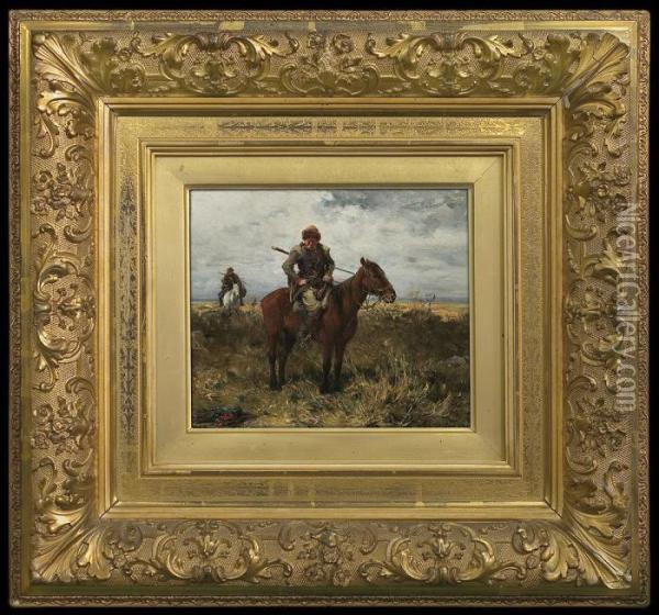 Riders On The Steppe Oil Painting - Alfred Wierusz-Kowalski