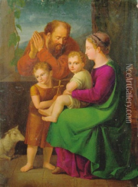 Heilige Familie Mit Dem Johannesknaben Oil Painting - Johann Friedrich Overbeck