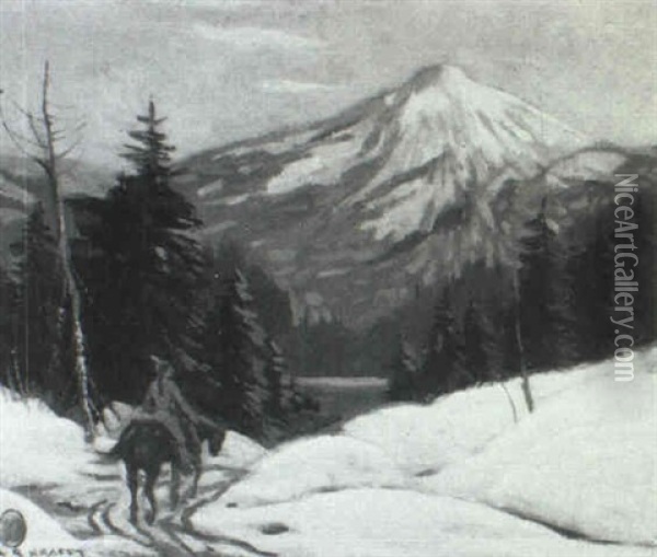 Mountain Scene With Indian On Horseback Oil Painting - Carl Rudolph Krafft