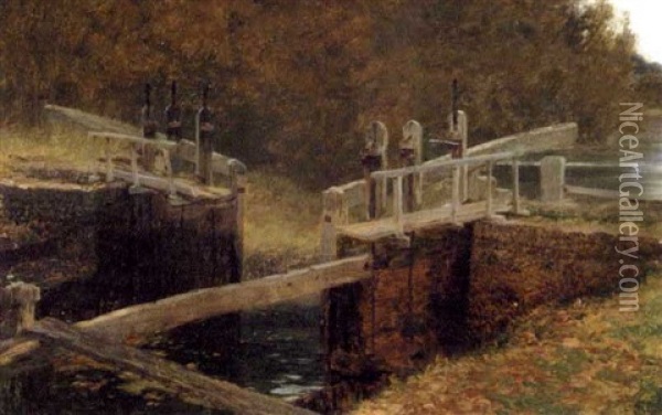 Mapledurham Lock Oil Painting - George Vicat Cole