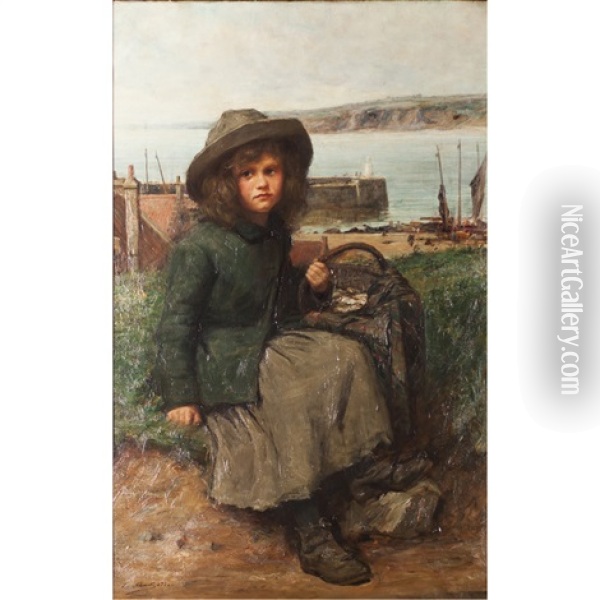 The Young Fishergirl Oil Painting - Charles A. Sellar