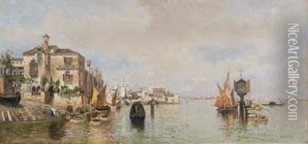 Venezia, Vita In Laguna Oil Painting - Egisto Massoni