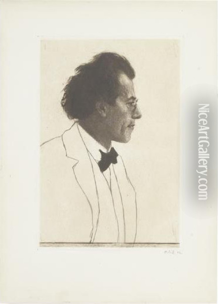 Gustav Mahler. Oil Painting - Emil Orlik
