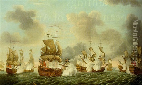 The Battle Of Ushant, July 27th, 1779 Oil Painting - Nicholas Pocock