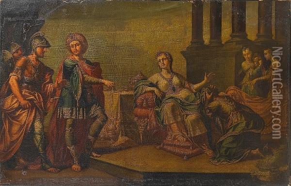 Esther Interceding For The Jewish People Before King Ahasuerus Oil Painting - Francesco Fontebasso