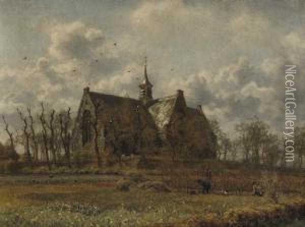 Kerk, Oegstgeest: The Green Church, Oegstgeest Oil Painting - Willem Bastiaan Tholen
