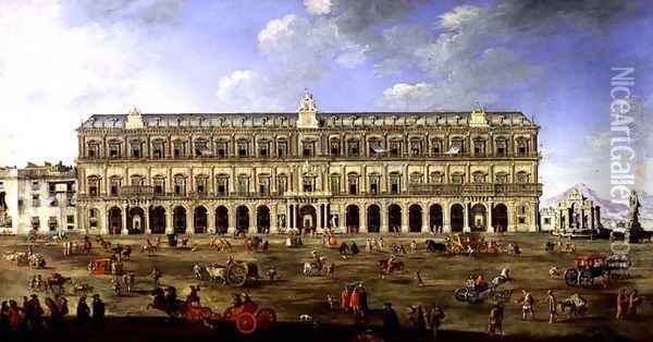 View of the Palace of Naples Oil Painting - Angelo Maria Costa