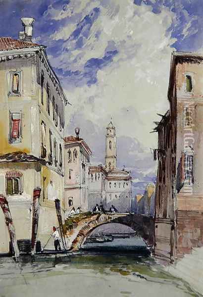 A Side Canal, Venice, 1892 Oil Painting - William Callow