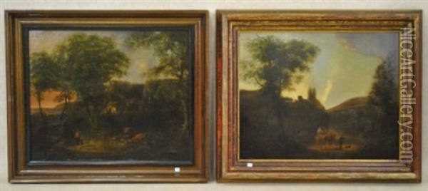 Paysages (pair) Oil Painting - Julien Joseph Ducorron