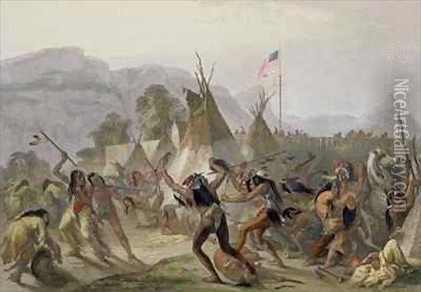 Fort Mackenzie, August 28th 1833 Oil Painting - Karl Bodmer