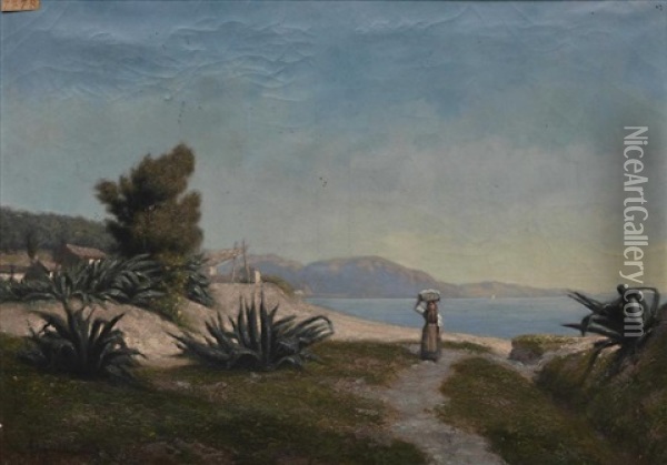 Vue De Mer Oil Painting - Alfred Edouard Beguin