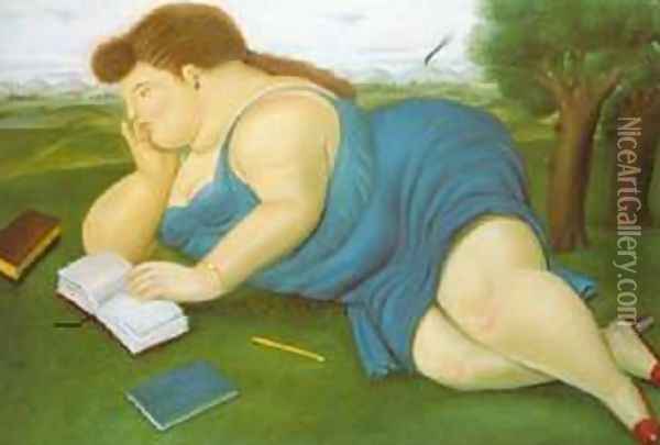 Woman with a Book 1987 Oil Painting - Fernando Botero