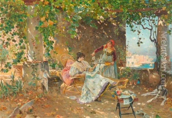 Sommer In Rom Oil Painting - Cesare Tiratelli