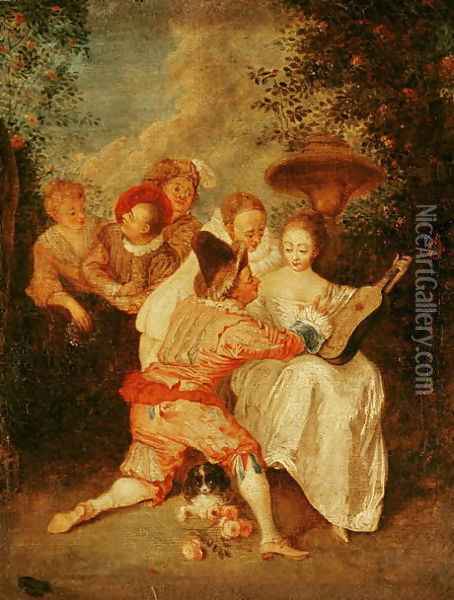 The Storyteller Oil Painting - Watteau, Jean Antoine