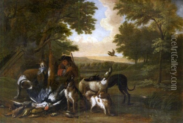 Chasseur Et Son Gibier Dans Une Clairiere Oil Painting - Adriaen de Gryef