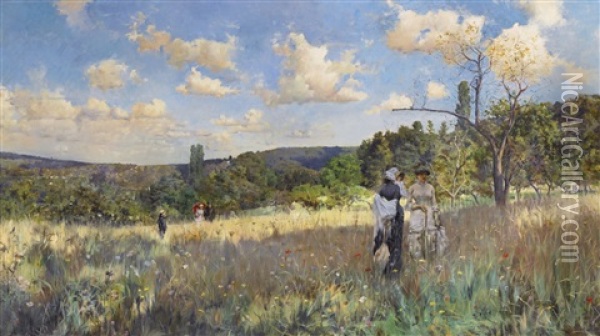 Summer (l'ete; Summer's Promenade) Oil Painting - Julius LeBlanc Stewart