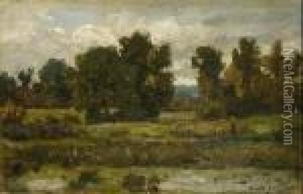 Franzosische Landschaft Mit Schaferin. Oil Painting - Nicolae Grigorescu
