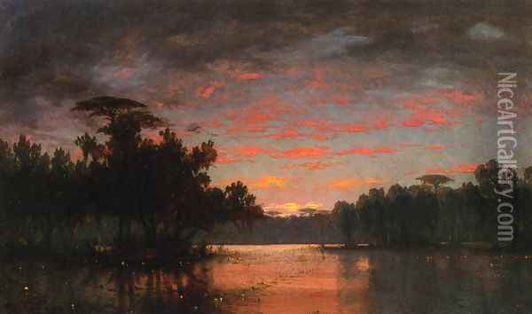 Sunset Oil Painting - Joseph Rusling Meeker