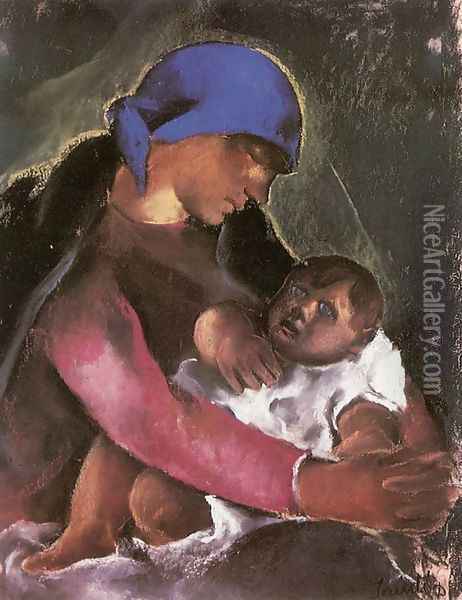 Mother and Child 1929 Oil Painting - David Jandi