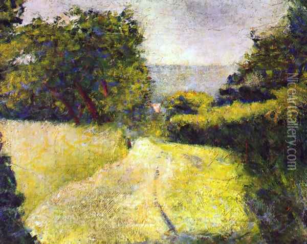 The Sunken lane Oil Painting - Georges Seurat