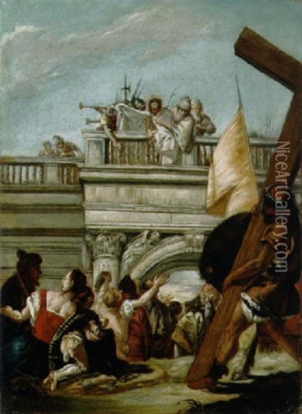 Pilatus Zeigt Christus Dem Volk (ecce Homo) Oil Painting - Lorenzo Baldissera Tiepolo