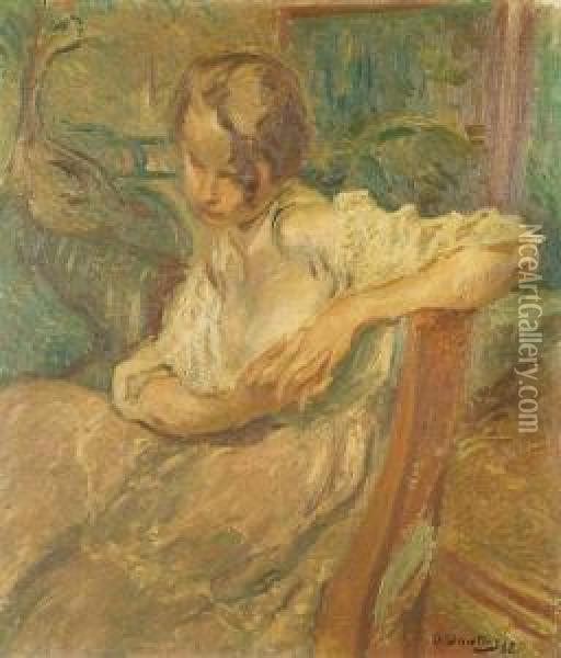 Jeune Femme Assise. 1918 Oil Painting - Otto Vautier