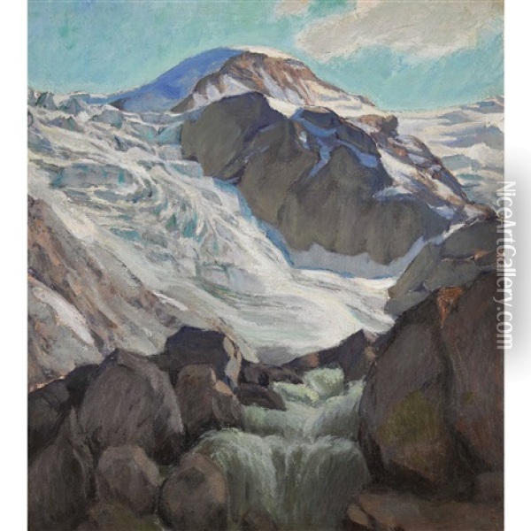 Berglandschaft Mit Alphubel Oil Painting - Fernand Gaulis
