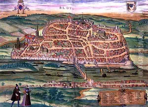 Map of Blois from Civitates Orbis Terrarum Oil Painting - Joris Hoefnagel