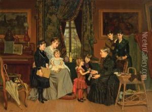 Le Fete De La Grand'maman Oil Painting - Louis Edmond Pomey